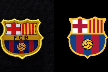 El antiguo y el nuevo escudo del FC Barcelona-