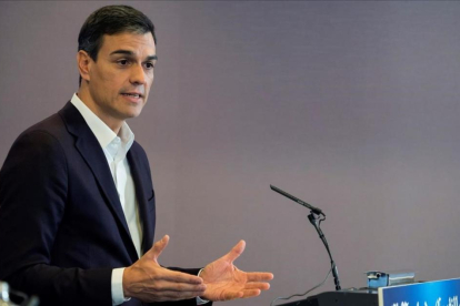Pedro Sánchez, este jueves en Valladolid.-EL PERIODICO (EFE / R. GARCÍA)