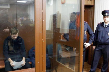 Escena del juicio a Kokorin y Mamaev celebrado en Moscú en noviembre del 2018.-
