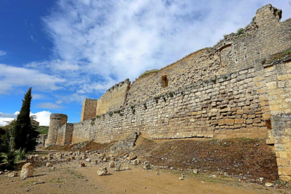 Una imagen del muro del castillo de Trigueros del Valle, con importantes desprendimientos.-ICAL