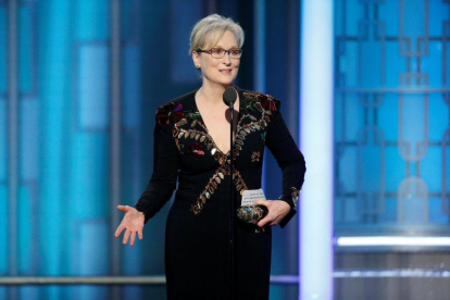 Meryl Streep, durante el discurso en los Globos de Oro en el que cargó contra Donald Trump.-PAUL DRINKWATER / REUTERS