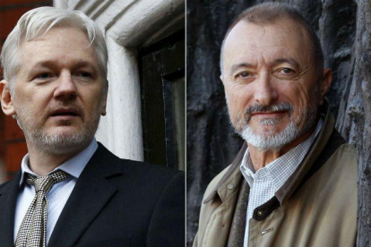 Julian Assange y Arturo Pérez Reverte.-EL PERIÓDICO