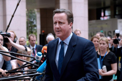 El primer ministro británico, David Cameron, a su llegada al Consejo Europeo.-THIERRY CHARLIER / AFP