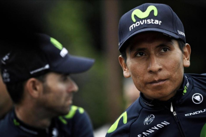 Quintana y Valverde, en la presentación de equipos del Tour 2016.-AFP / LIONEL BONAVENTURE