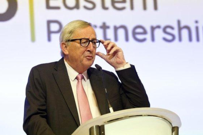 El presidente de la Comisión Europea, Jean-Claude Juncker, en una conferencia el pasado 13 de mayo en Bruselas.-VIRGINIA MAYO (AP)