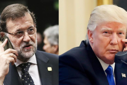 El presidente del Gobierno español, Mariano Rajoy. En la imagen de la derecha, el mandatario estadounidense, Donald Trump-
