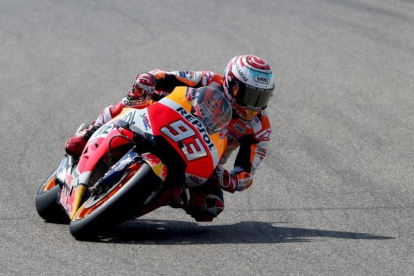 Márquez en Alcañiz durante la jornada de hoy.-EFE