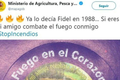 Captura del tuit del Ministerio de Agricultura, Pesca y Alimentación.-EL PERIÓDICO