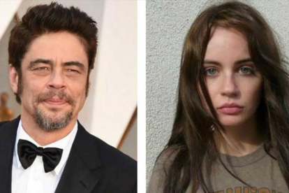 El actor Benicio del Toro con su nueva novia, la atriz francesa Indiana Vianelli, de 20 años.-