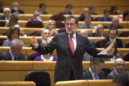 Rajoy, en la sesión de control al Gobierno en el Senado.-DAVID CASTRO