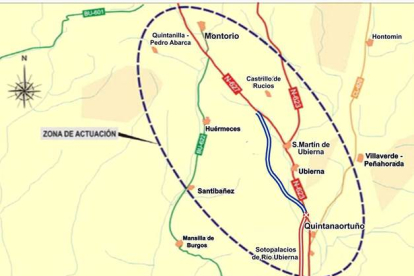 Trazado del tramo Quintanaortuño-Montorio