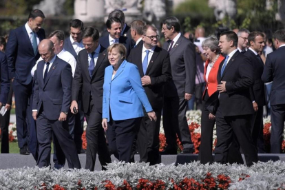 Líderes mundiales hoy en Salzburgo-CHRISTIAN BRUNA (AFP)