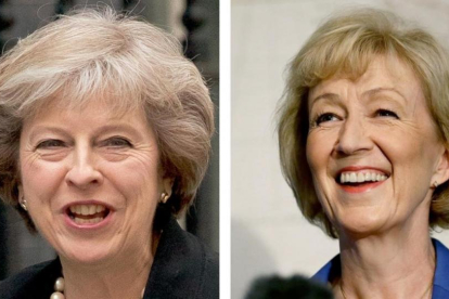 Theresa May, a la izquierda, y Andrea Ledsom, derecha.-AP
