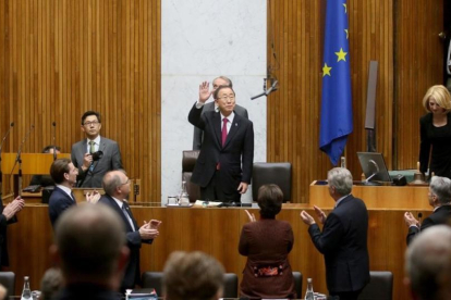 Ban Ki-moon en el Parlamento austriaco.-AP / RONALD ZAK