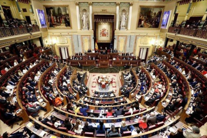 Vista general del hemiciclo del Congreso, durante la sesión constitutiva de la Cámara, el pasado 21 de mayo.-EFE / JAVIER LIZÓN