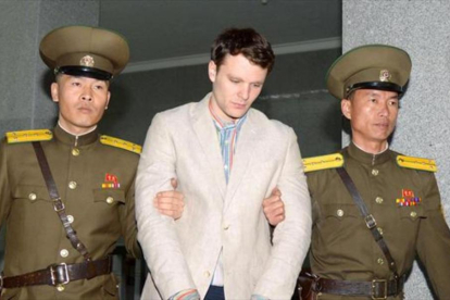 Otto Warmbier, en marzo del 2016, antes de conocer su sentencia.-REUTERS / KYODO