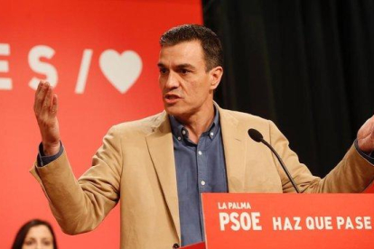 Pedro Sánchez, este domingo durante su mitin en Las Palmas de Gran Canaria.-ACN