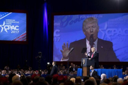 Donald Trump, durante su intervencion en la Conferencia anual de Accion Politica Conservadora  (CPAC), en Washington-EFE / SHAWN THEW