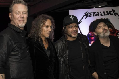 James Hetfield, Kirk Hammett, Robert Trujillo y Lars Ulrich, en Londres el jueves.-AP / VIANNEY LE CAER