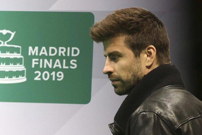 Piqué, en Madrid, en la presentación de la Copa Davis.-