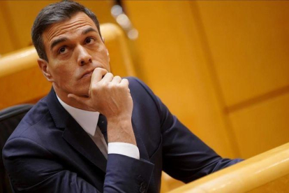 El presidente del Gobierno, Pedro Sánchez, en el Pleno del Senado del pasado 18 de diciembre.-JOSE LUIS ROCA