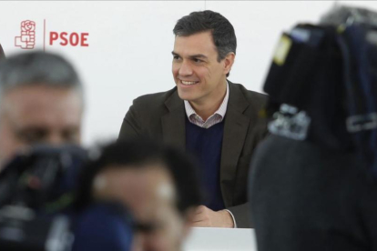 Sánchez, este lunes, durante la reunión de la ejecutiva del PSOE.-AGUSTÍN CATALAN