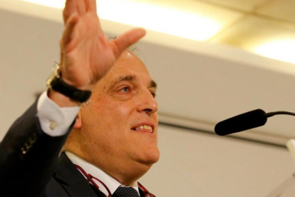 Javier Tebas, durante un encuentro con la prensa.-/ JUAN MANUEL PRATS