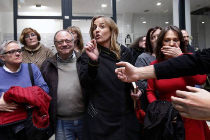 Tania Sánchez llega a la rueda de prensa para explicar su salida de IU en Madrid, este jueves.-Foto: JUAN MANUEL PRATS