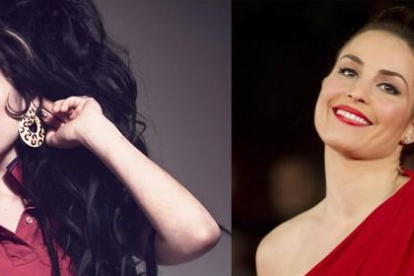 Una imagen de la desaparecida cantante Amy Winehouse y su lado, una fotografía actual de la actriz sueca Noomi Rapace.-