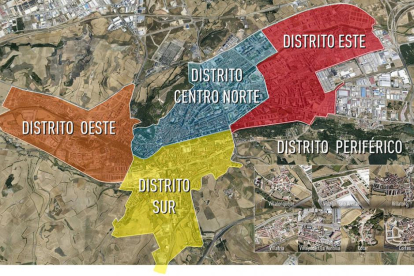Mapa de la distribución de distritos que propone el PSOE.-ECB