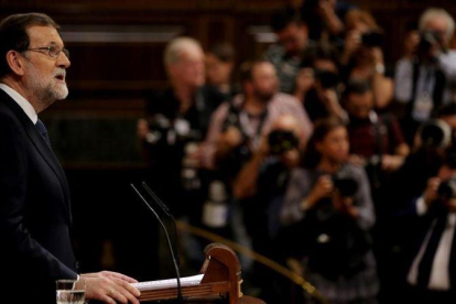 El presidente del Gobierno, Mariano Rajoy, en una reciente intervención en el Congreso.-JOSÉ LUIS ROCA