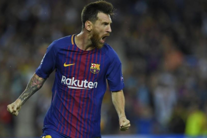 Messi celebra un gol ante la Juventus.-AFP