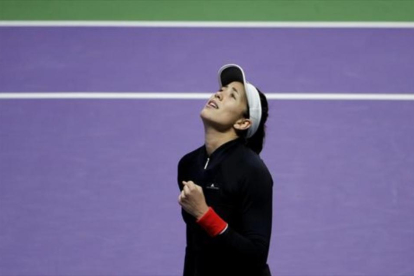 Garbiñe Muguruza, ayer.-