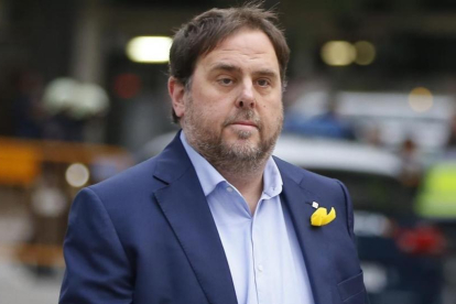 El exvicepresidente y exconseller de Economia de la Generalitat Oriol Junqueras, el pasado 2 de noviembre, día en que acudió a declarar a la Audiencia Nacional.-/ PERIODICO (AP / PAUL WHITE)