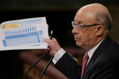 El ministro Montoro durante el debate de los Presupuestos del Estado.-JOSÉ LUIS ROCA