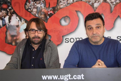 Camil Ros y Matías Carnero, en la presentación del congreso de la UGT de Catalunya.-ACN / JOSEP MOLINA