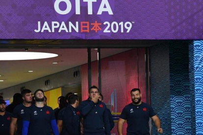 Los jugadores de Francia, en el último entrenamiento en Oita (Japón).-