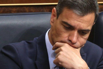 Pedro Sánchez, el pasado martes, durante el debate de investidura en el Congreso.-DAVID CASTRO