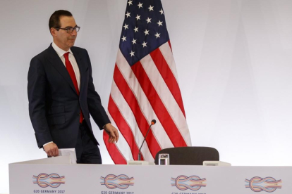 El secretario del Tesoro de EEUU, Steven Mnuchin, en la conferencia del G20.-RONALD WITTEK / EFE