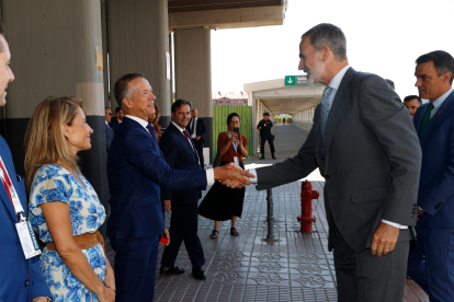El Rey saluda al presidente del Senado, el burgalés Ander Gil, a su llegada a Chamartín. FOTOS: CASA REAL