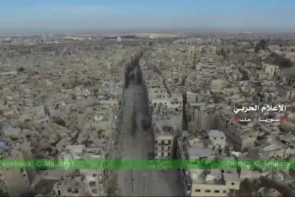 Un dron muestra la destrucción en Alepo.-TWITTER