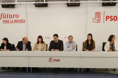 El secretario general del PSOE, Pedro Sánchez, preside, este lunes, la reunión de la ejecutiva federal del partido.-AGUSTÍN CATALÁN