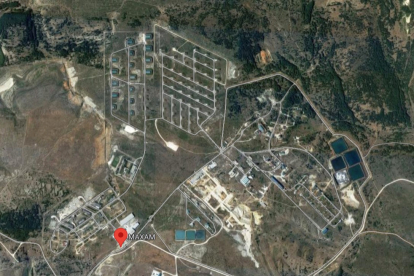 Imagen por satélite de las instalaciones de Maxam en Quintanilla Sobresierra. GOOGLE MAPS