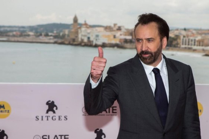 Nicolas Cage posa ante la prensa en Sitges, en la presentación de 'Mandy', de Panos Cosmatos