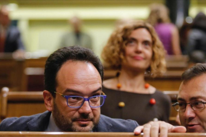 El portavoz del PSOE, Antonio Hernando, en la última sesión plenaria del Congreso, el pasado martes.-JUAN MANUEL PRATS