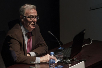 El doctor Jesús Rodrigo, durante la conferencia que impartió ayer en el Colegio de Médicos.-SANTI OTERO