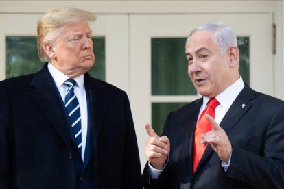 Trump y Netanyahu ayer en la Casa Blanca.-AFP