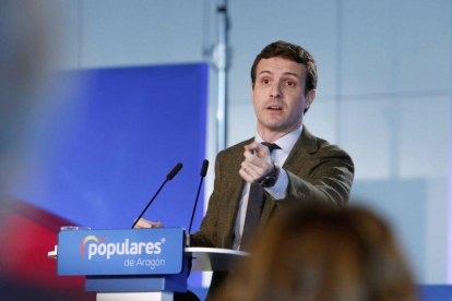 El presidente del PP, Pablo Casado.-EFE / JAVIER BELVER