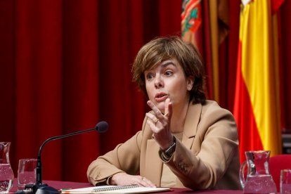 Soraya Sáez de Santamaría durante la Cátedra Monarquía Parlamentaria de la UBU. SANTI OTERO