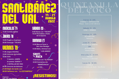 Carteles de las fiestas de Santibáñez del Val y de la Semana Cultural de Quintanilla del Coco. ECB
